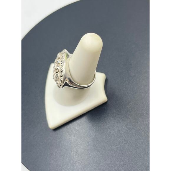 TJ 925 G Signed Designer Oval Sterling Silver Oval Filigree Ring Sz 7.5 - Picture 11 of 12